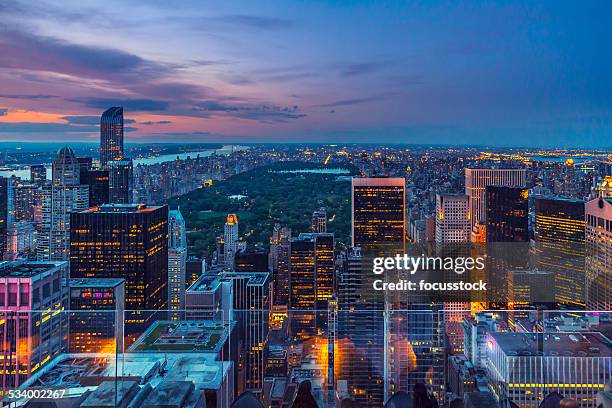 manhattan depuis le sommet - manhattan skyline photos et images de collection