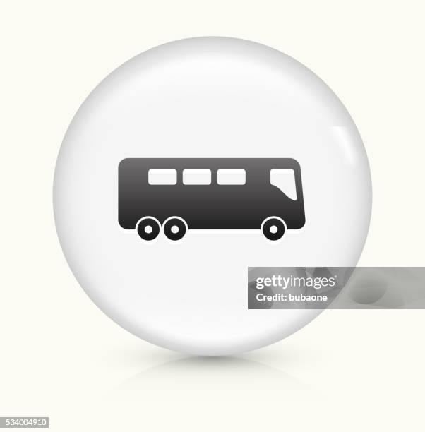 bus icon on white round vector button - tours france 幅插畫檔、美工圖案、卡通及圖標