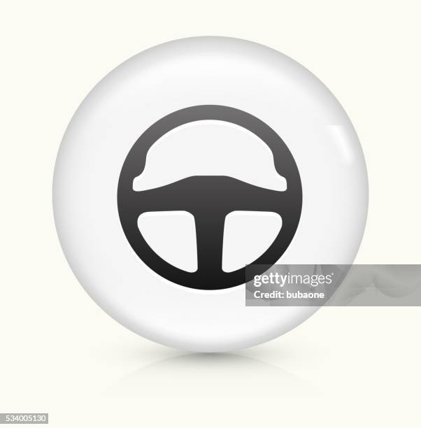 stirring wheel icon on white round vector button - car reflection stock illustrations