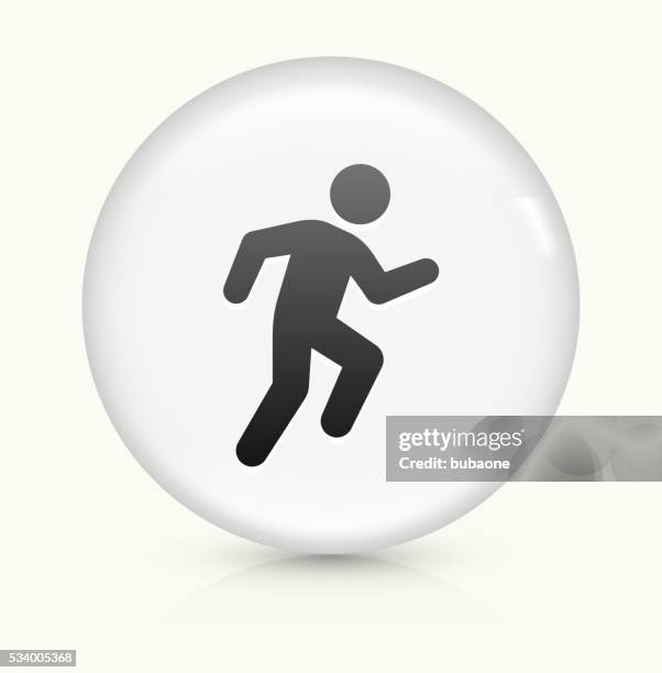 stockillustraties, clipart, cartoons en iconen met running icon on white round vector button - military