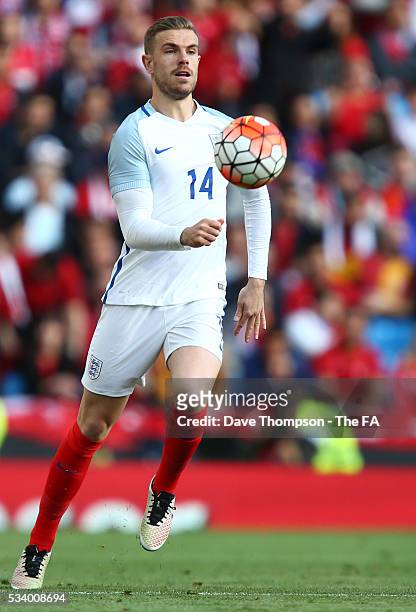 Jordan Henderson of England during the International Friendly match between England and Turkey at the Etihad Stadium on May 22, 2016 in Manchester,...