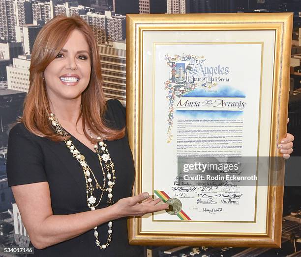 Journalist Maria Celeste Arraras attends The City of Los Angeles Honors Maria Celeste Arraras at Los Angeles City Hall on May 24, 2016 in Los...