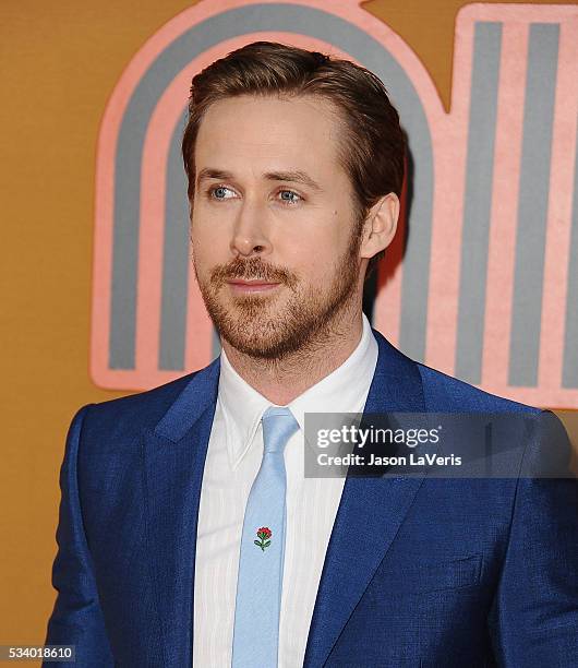 Actor Ryan Gosling attends the premiere of "The Nice Guys" at TCL Chinese Theatre on May 10, 2016 in Hollywood, California.