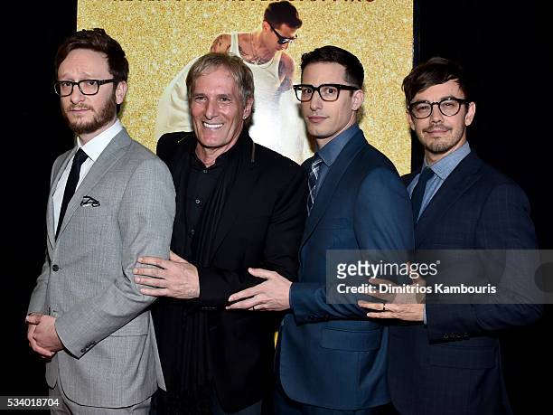 Akiva Schaffer, Michael Bolton, Andy Sambert and Jorma Taccone attends "Popstar: Never Stop Never Stopping" premiere at AMC Loews Lincoln Square 13...