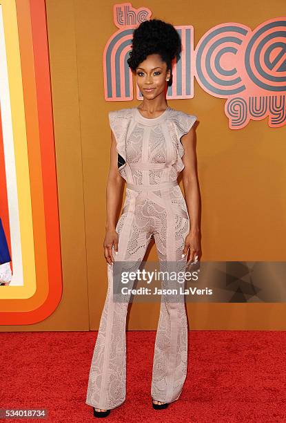 Actress Yaya DaCosta attends the premiere of "The Nice Guys" at TCL Chinese Theatre on May 10, 2016 in Hollywood, California.