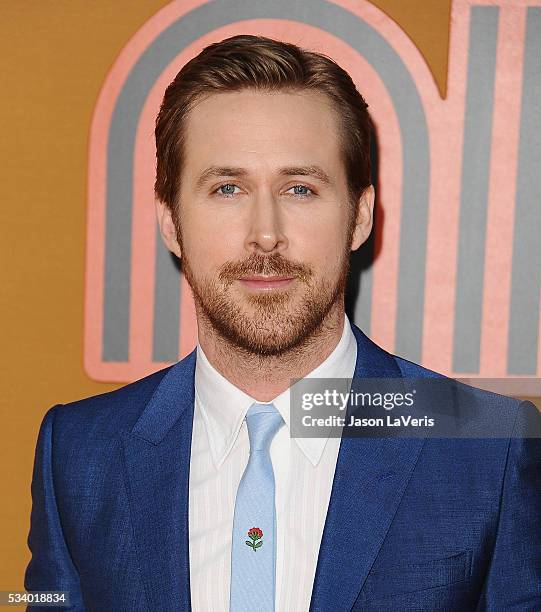 Actor Ryan Gosling attends the premiere of "The Nice Guys" at TCL Chinese Theatre on May 10, 2016 in Hollywood, California.