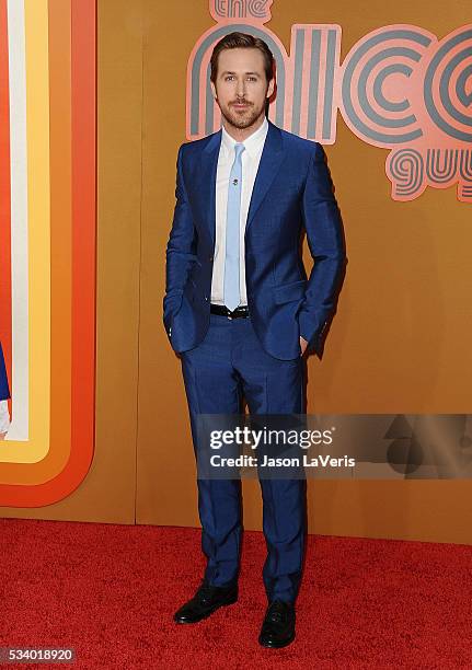 Actor Ryan Gosling attends the premiere of "The Nice Guys" at TCL Chinese Theatre on May 10, 2016 in Hollywood, California.