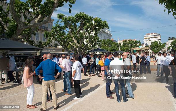 Guests attend and take part in the Jorge Gallegos Memorial - Cannes Boules Tournament 2016 hosted by Akin Gump & Fintage House on May 16, 2016 in...
