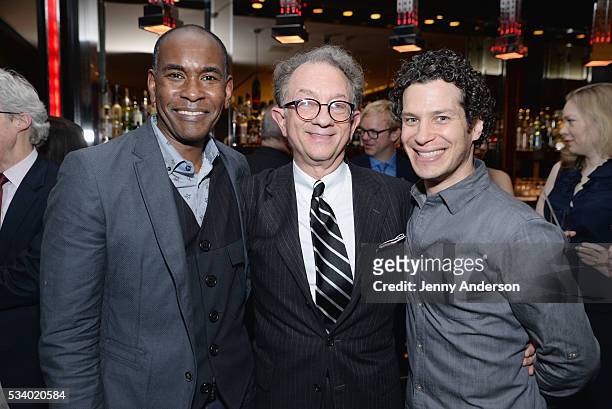 Paul Tazewell, William Ivey Long, and Thomas Kail attend A Toast To The 2016 Tony Awards Creative Arts Nominees at The Lambs Club on May 24, 2016 in...