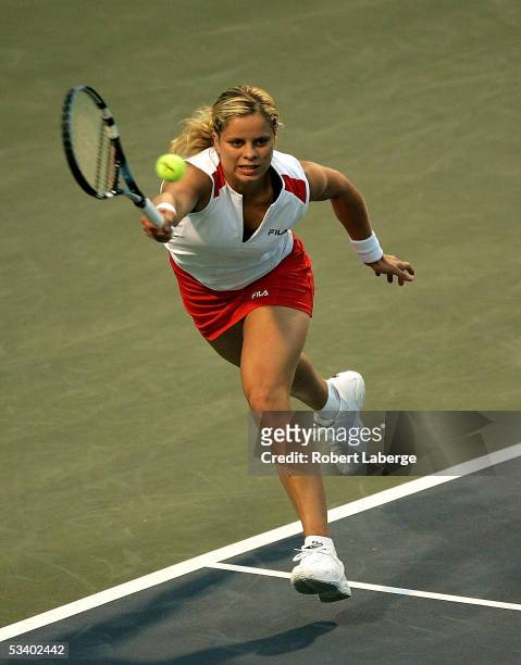 Kim Clijsters of Belgium plays against Virginie Razzano of France during the second round of the Sony Ericsson WTA Tour Rogers Cup tennis tournament...
