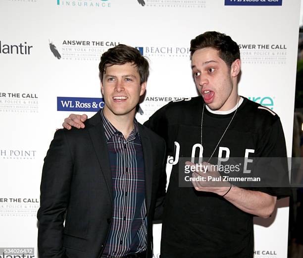 Answer the Call: Kick off to Summer Honorary Chairs/comedians Colin Jost and Pete Davidson pose at the 4th annual New York Police and Fire Widows &...