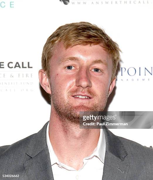 Answer the Call: Kick off to Summer Honorary chair/MLS Red Bulls player Ryan Meara poses at the 4th annual New York Police and Fire Widows &...