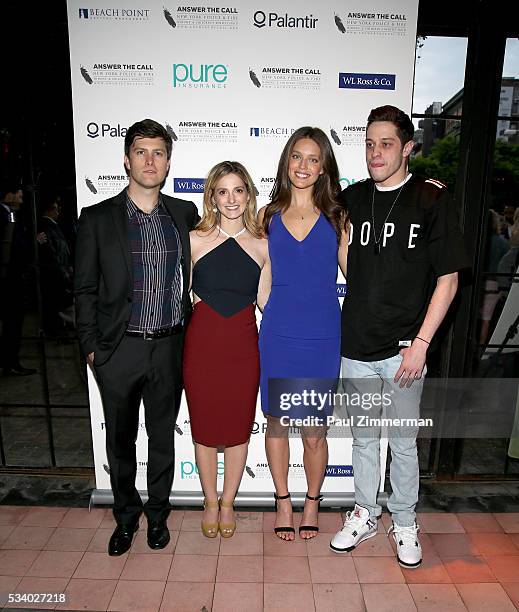 Answer the Call: Kick off to Summer Comedian Colin Jost, Lauren Profeta, model Emily DiDonato and Pete Davidson pose at the 4th annual New York...