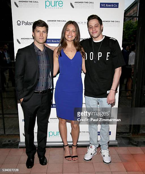 Answer the Call: Kick off to Summer Honorary Chairs comedian Colin Jost, model Emily DiDonato and Pete Davidson pose at the 4th annual New York...