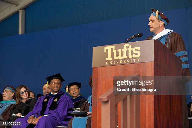 Actor Hank Azaria speaks during commencement at Tufts University on May 22, 2016 in Boston, Massachusetts.