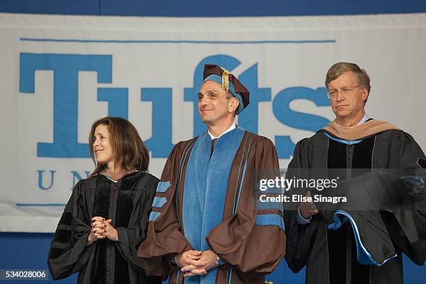 Actor Hank Azaria receives an honorary degree during commencement at Tufts University on May 22, 2016 in Boston, Massachusetts.