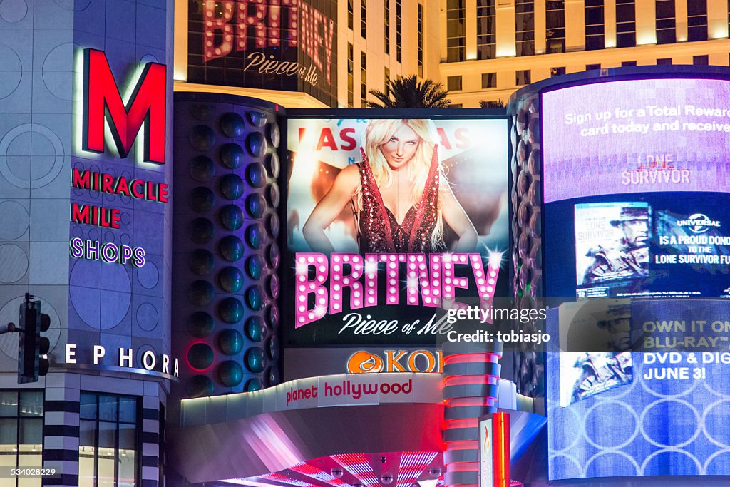 Billboards on the Las Vegas Strip at night