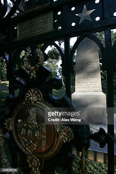 The gravesite of former U.S. President Thomas Jefferson is shown August 17, 2005 at Monticello near Charlottesville in Virginia. The rapid growth of...