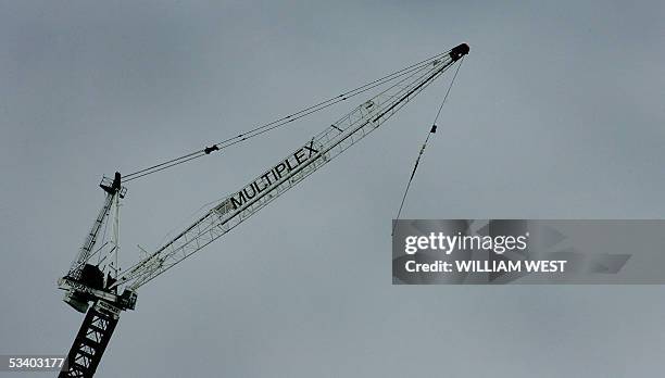 Multiplex crane lays idle against the skyline as the Multiplex Group blamed cost blow-outs substained while building London's Wembley Stadium for its...