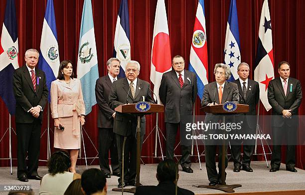 Nicaraguan Vice President Jose Rizo Catellon answers questions during a press conference after the meeting between Japanese Prime Minister Junichiro...