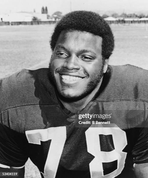 Portrait of American professional football player Art Shell of the Oakland Raiders, 1970s.