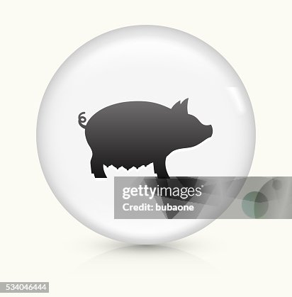 Pig icon on white round vector button Pig icon on white round vector button