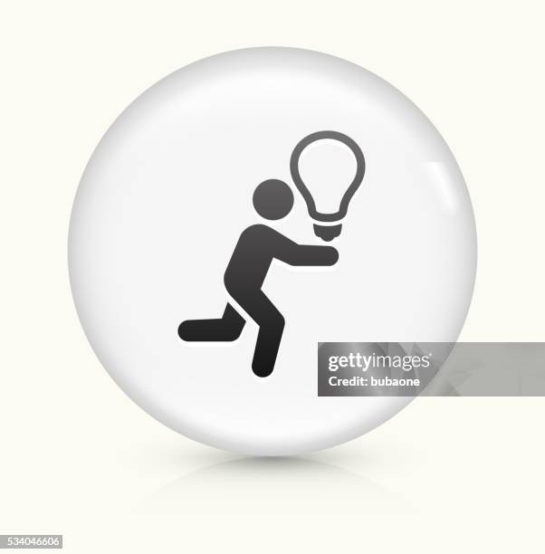 chasing idea icon on white round vector button - thinking reflecting stock illustrations