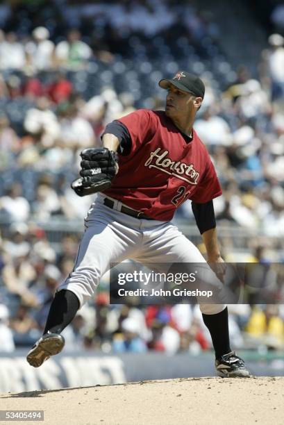 Andy Pettitte of the Houston Astros pitches during the game against the Pittsburgh Pirates at PNC Park on July 20, 2005 in Pittsburgh, Pennsylvania....