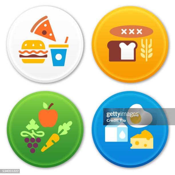 food types and groups symbols and icons - pizza slice vector stock illustrations