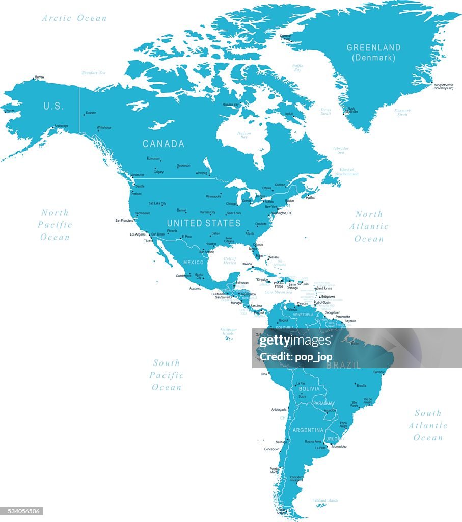 Map of North and South America
