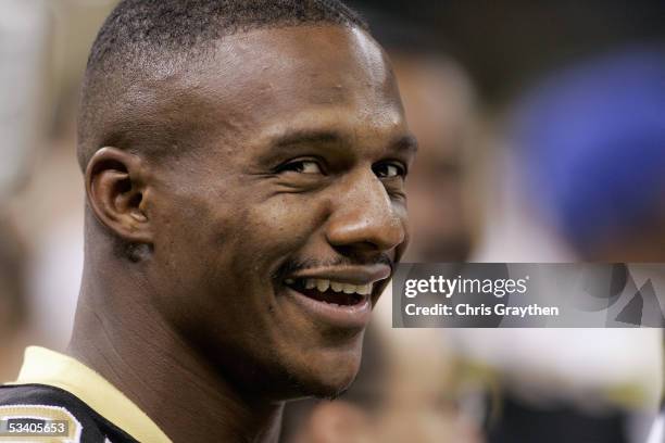 Wide receiver Joe Horn of the New Orleans Saints watches the action against the Seattle Seahawks during the preseason game on August 12, 2005 at the...