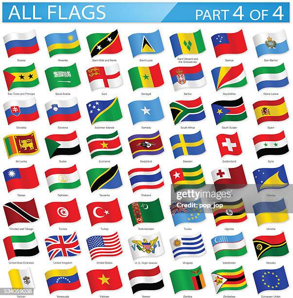 stockillustraties, clipart, cartoons en iconen met all world flags - waving icons - illustration - tunesië