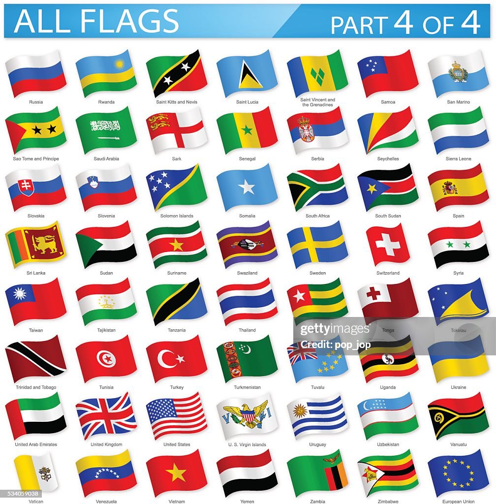 All World Flags - Waving Icons - Illustration