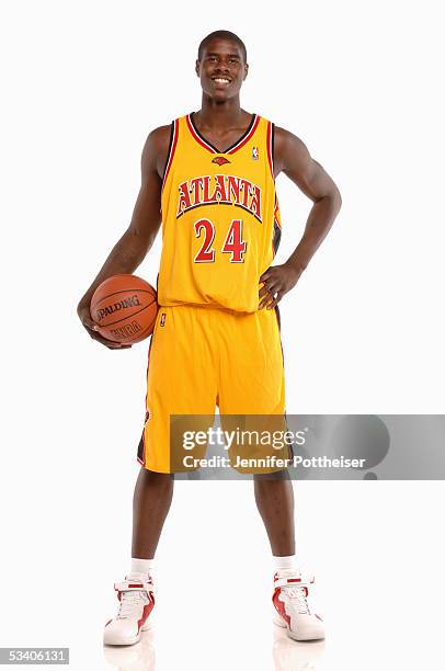 Marvin Williams of the Atlanta Hawks poses during a portrait session with the 2005 NBA rookie class on August 10, 2005 in Tarrytown, New York. NOTE...