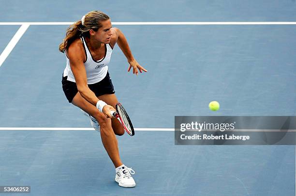 Amelie Mauresmo of France plays Conchita Martinez of Spain in the third round of the Sony Ericsson WTA Tour Rogers Cup tennis tournament on August...