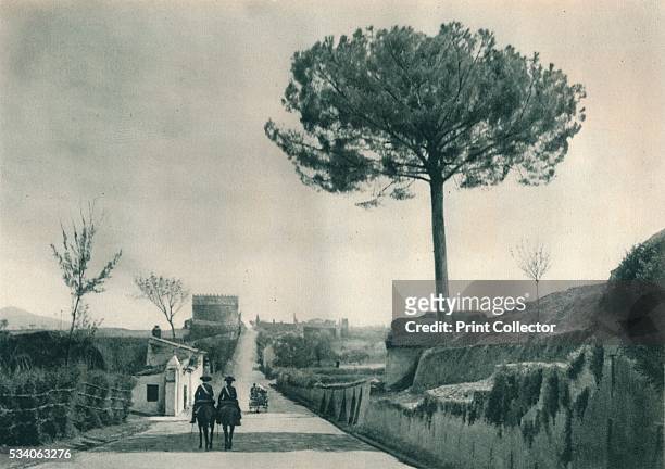 The Via Appia , Rome, Italy' , from 'Italien in Bildern,' by Eugen Poppel , 1927. The tomb of Cecilia Metella is in the background. The Via Appia was...