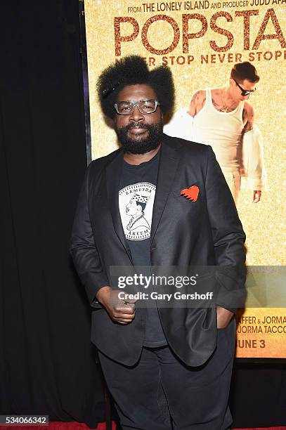 Musician Questlove, sneaker detail, attends the "Popstar: Never Stop Never Stopping" New York premiere at AMC Loews Lincoln Square 13 theater on May...