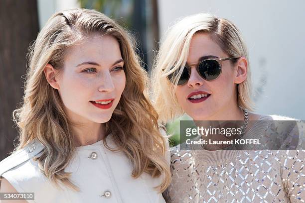 Nora von Waldstatten and Kristen Stewart attends the 'Personal Shopper' photocall during the 69th annual Cannes Film Festival at the Palais des...