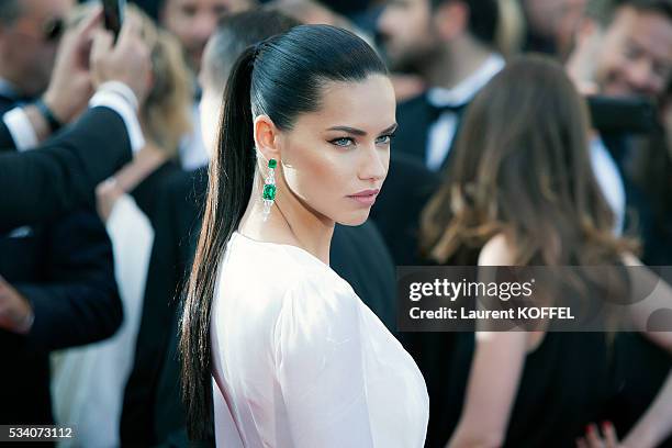 Adriana Lima attends the screening of the film 'Julieta' at the annual 69th Cannes Film Festival at the Palais des Festivals on May 17, 2016 in...