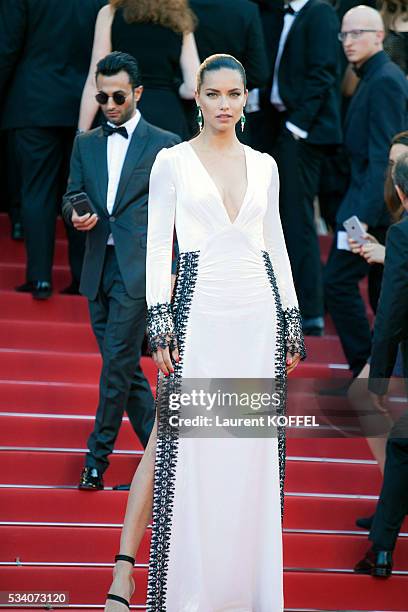 Adriana Lima attends the screening of the film 'Julieta' at the annual 69th Cannes Film Festival at the Palais des Festivals on May 17, 2016 in...