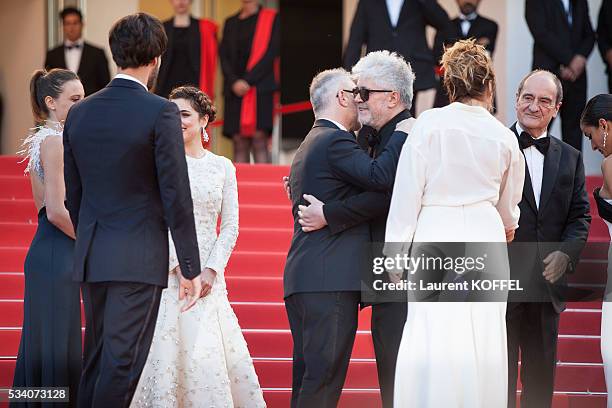 Actresses Inma Cuesta, Emma Suarez, director Pedro Almodovar, actress Adriana Ugarte, actor Daniel Grao and actress Michelle Jenner attend the...