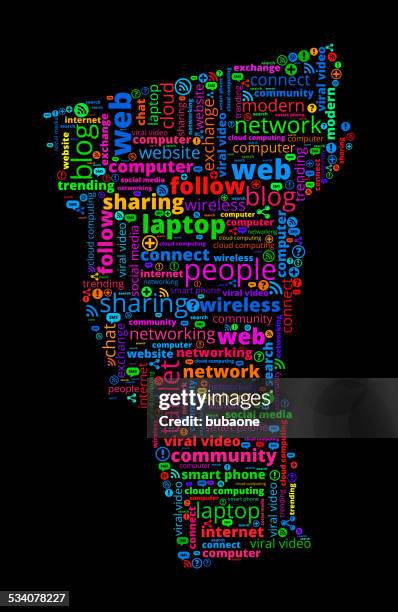 vermont on modern communication and technology word cloud - video graphics array stock illustrations