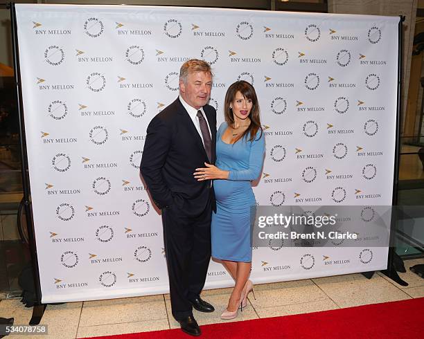 Board members Alec Baldwin and Hilaria Baldwin attend the New York Philharmonic Spring Gala - A John Williams Celebration held at David Geffen Hall...