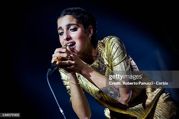 Italian singer Levante performs in concert at Alcatraz Music Club on March 13, 2016 in Milan, Italy.