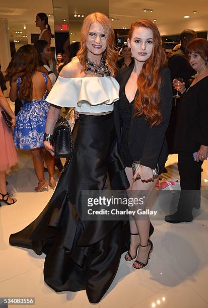 Jovani designer Julie DuRocher and Madelaine Petsch attend the Jovani L.A. Flagship Opening on May 24, 2016 in Beverly Hills, California.