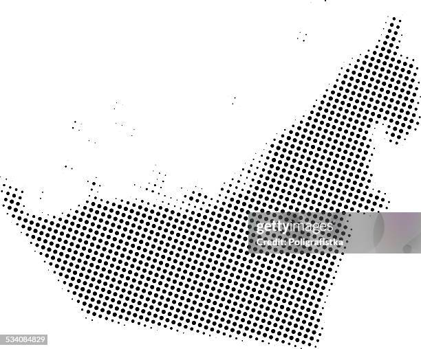 dotted vector map of united arab emirates - map of the uae stock illustrations