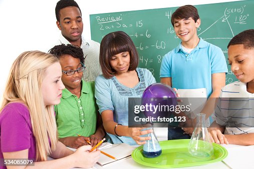 Education Students In School Science Classroom Chemistry Teacher ...