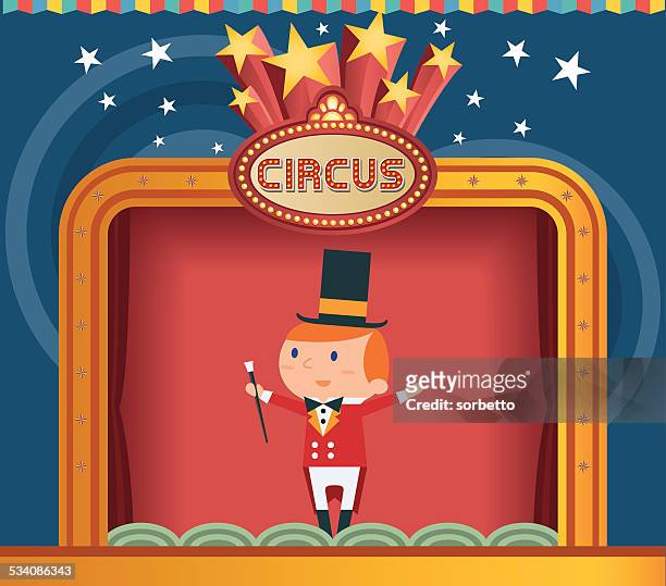 ilustraciones, imágenes clip art, dibujos animados e iconos de stock de circus director de pista - circo