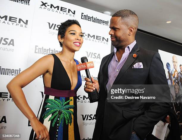Actress Alexandra Shipp speaks with TV personality AJ Calloway during 'X-Men Apocalypse' New York Screening at Entertainment Weekly on May 24, 2016...