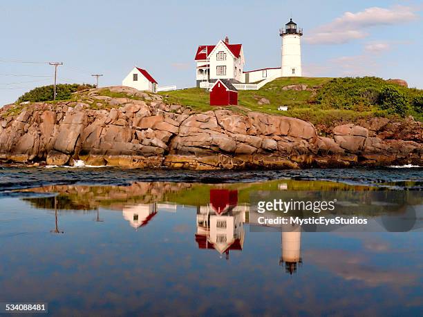 reflecting - nubble cove stock pictures, royalty-free photos & images